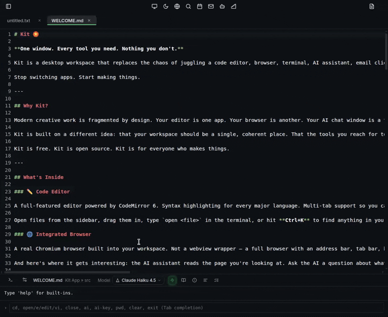 Kit workspace preview